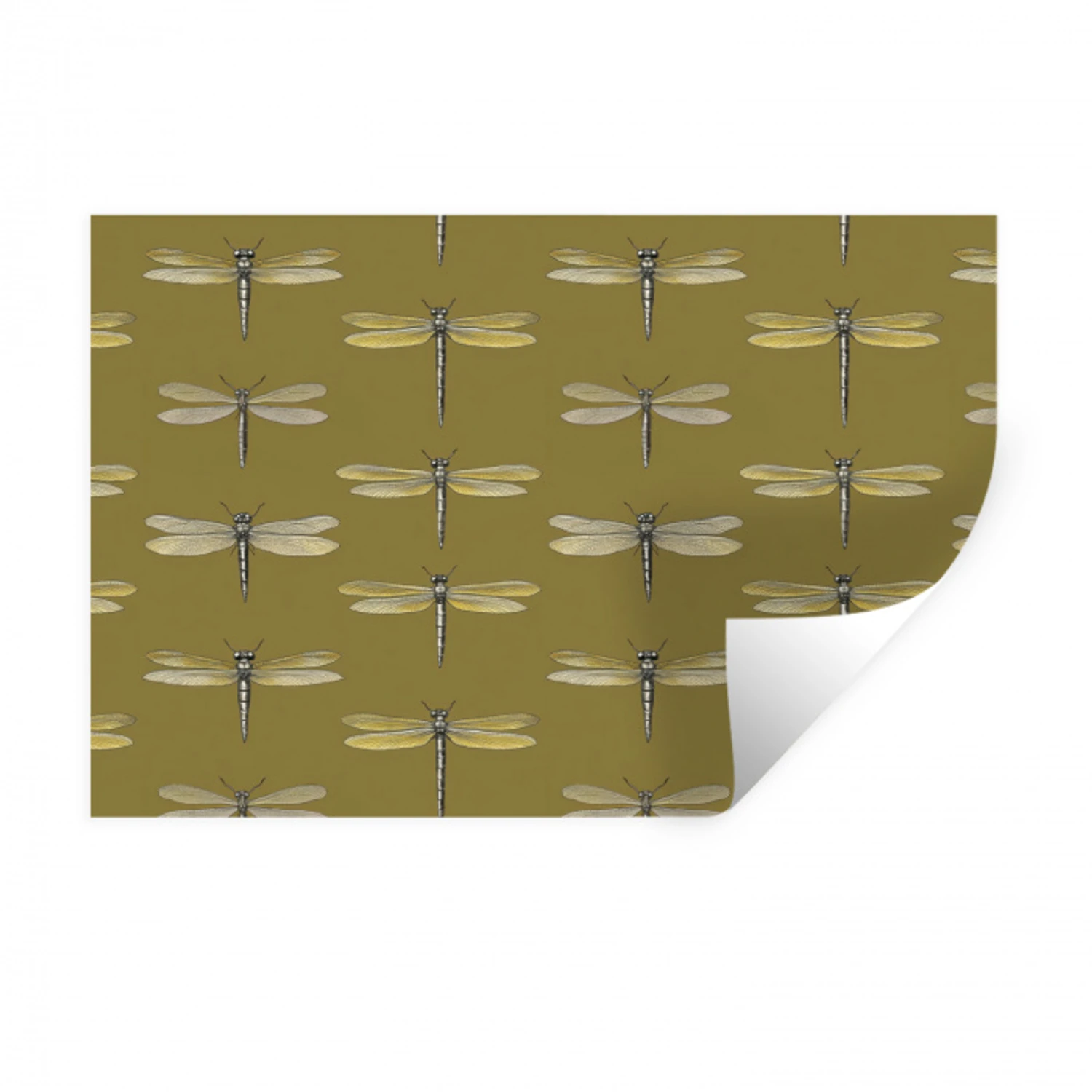 Libellen - Patroon - Groen Muursticker klein 286 -3d
