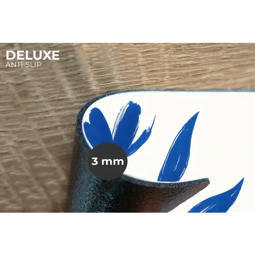Bloem - Blaadjes - Minimalistisch - Blauw Placemat vinyl groot -closeup