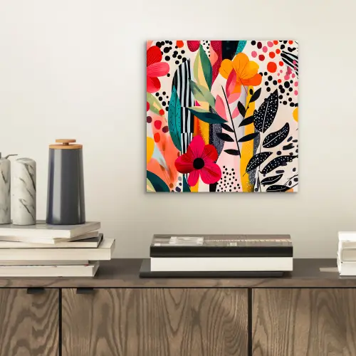 Bloemen - Bladeren - Abstract - Kleurrijk aluminium wit klein -sfeer1