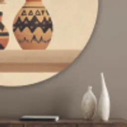Vazen - Bloemen - Bladeren - Minimalistisch Akoestische PET Vilt - Rond klein -sfeer5_closeup