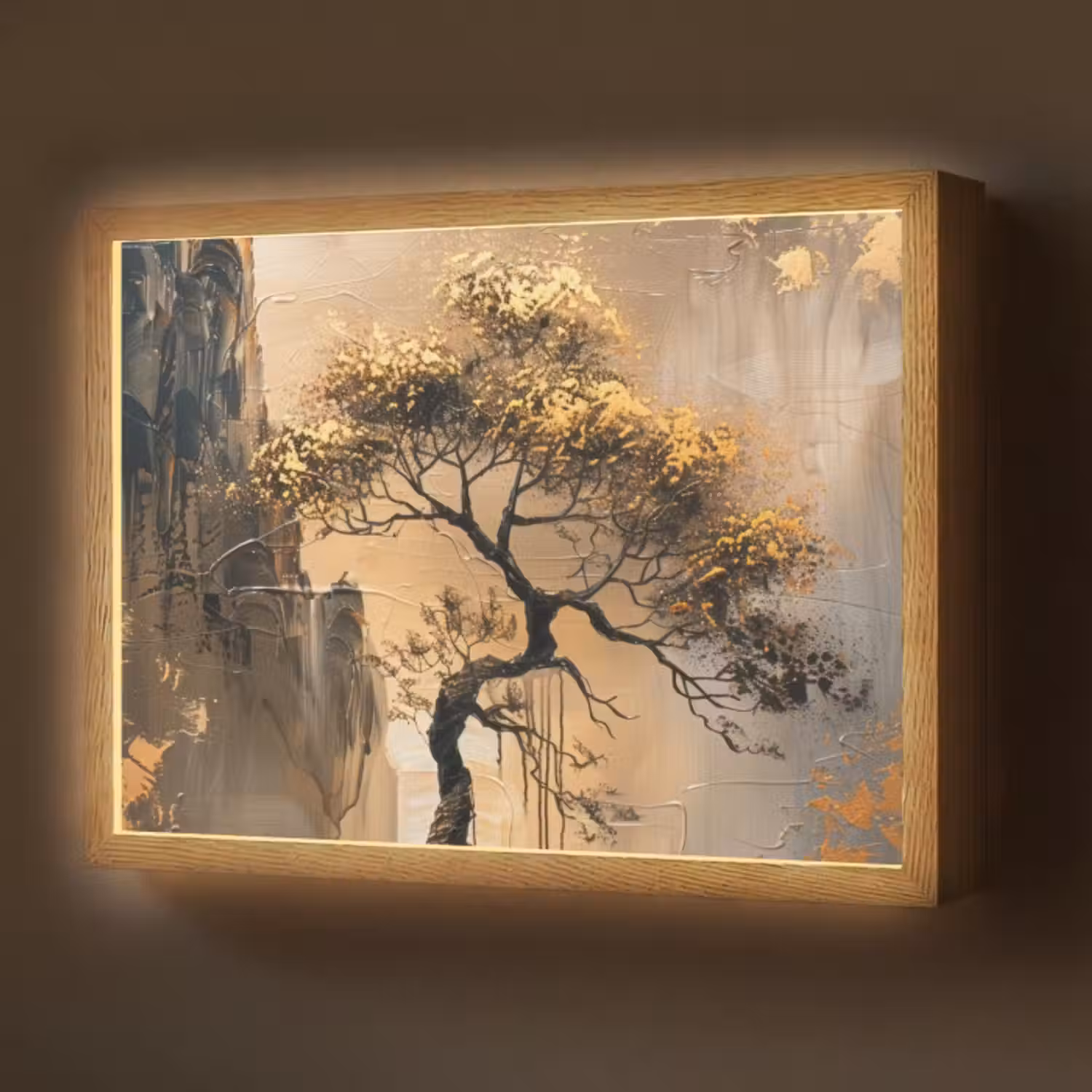 Lightbox - Wandleuchte - Baum - Gold - Landschaft - Farbe