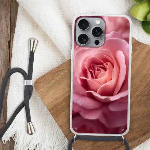 Roze - Roos - Romantisch Hoesje iPhone 16 Pro Max met koord klein -sfeer4