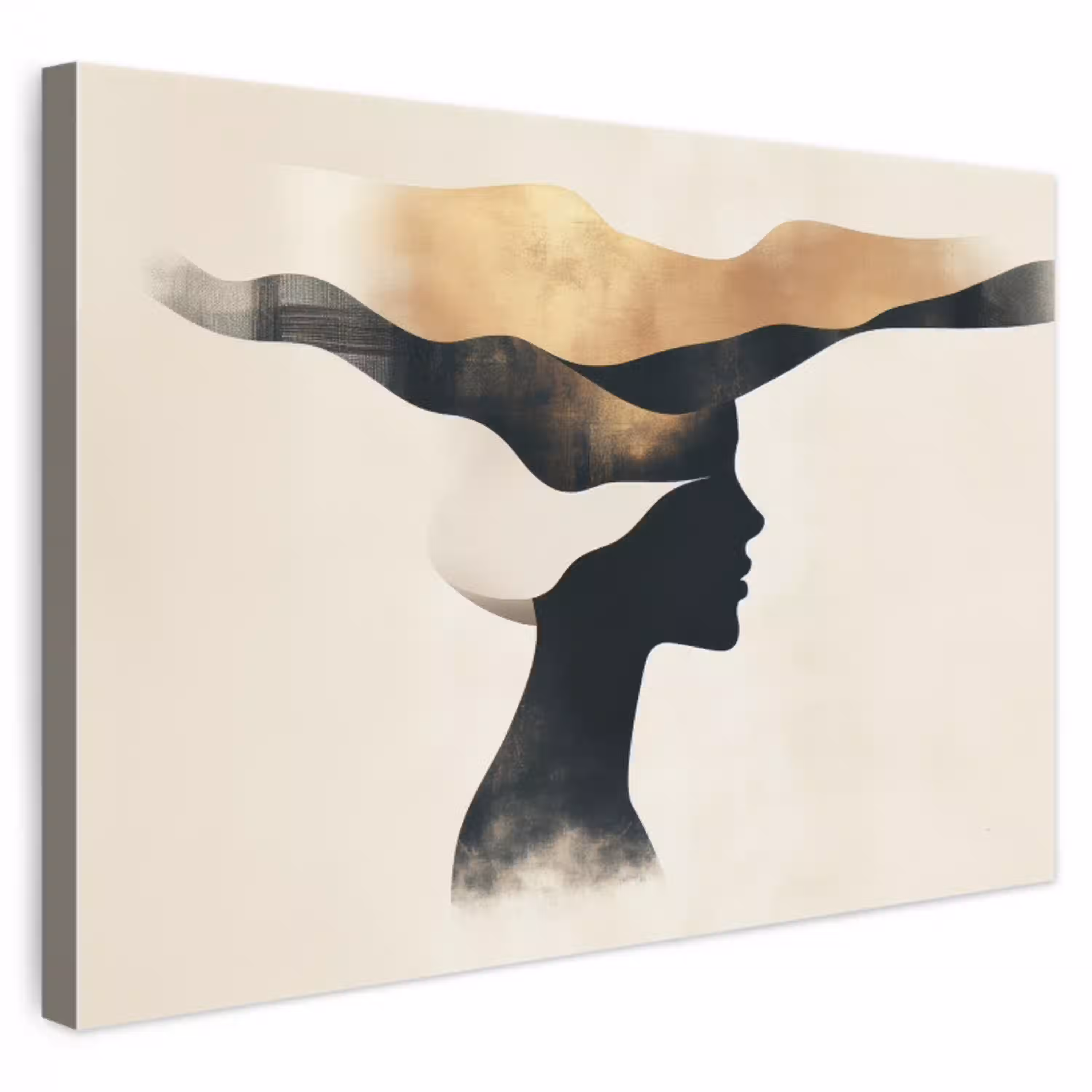 Vrouw - Golven - Zwart canvas 2cm klein -3d