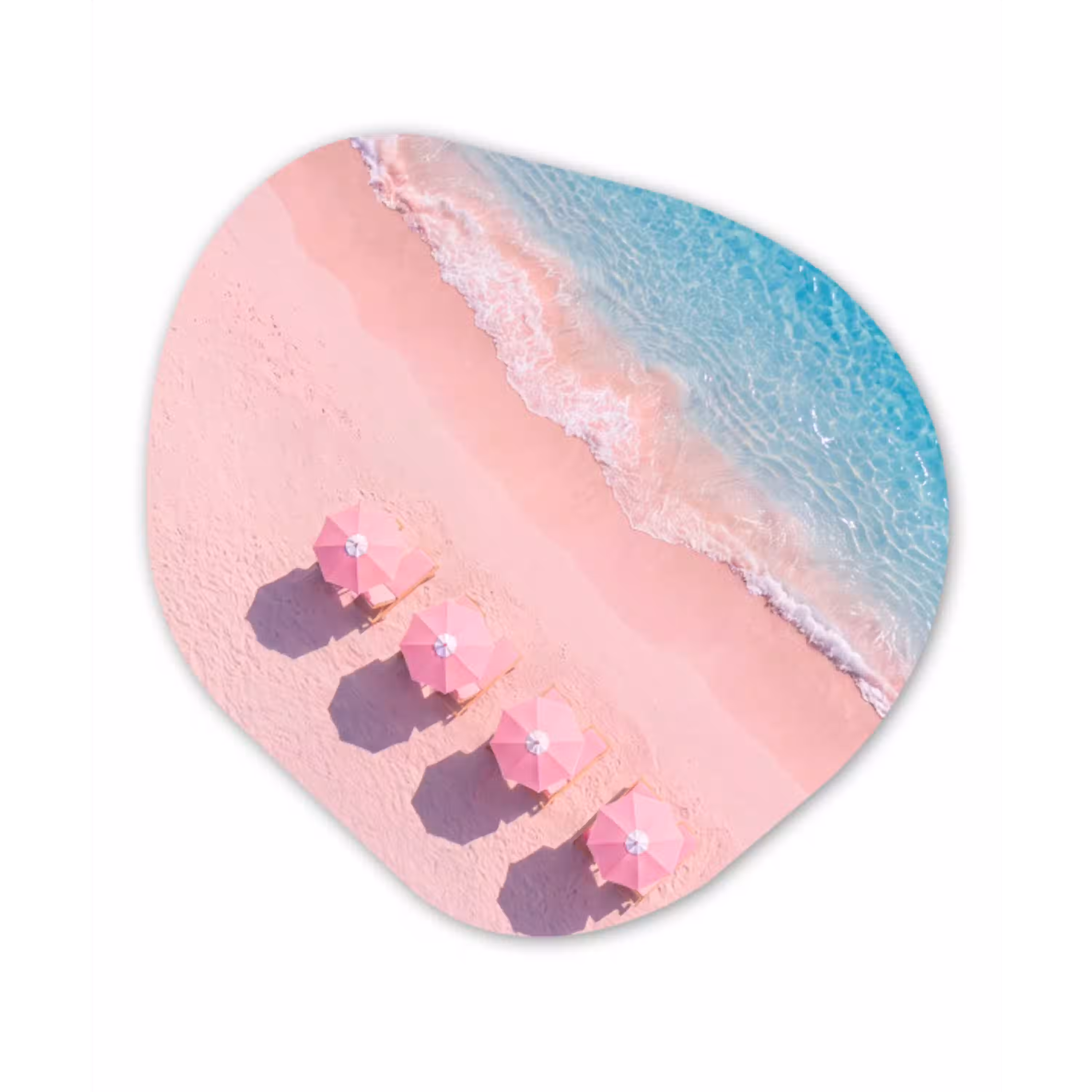 Strand - Roze zand - Zee - Zomer - Natuur Wandcirkel Organisch Aluminium middel -3d