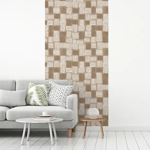 Blok - Patroon - Bruin fotobehang vinyl groot 64 -woonkamer