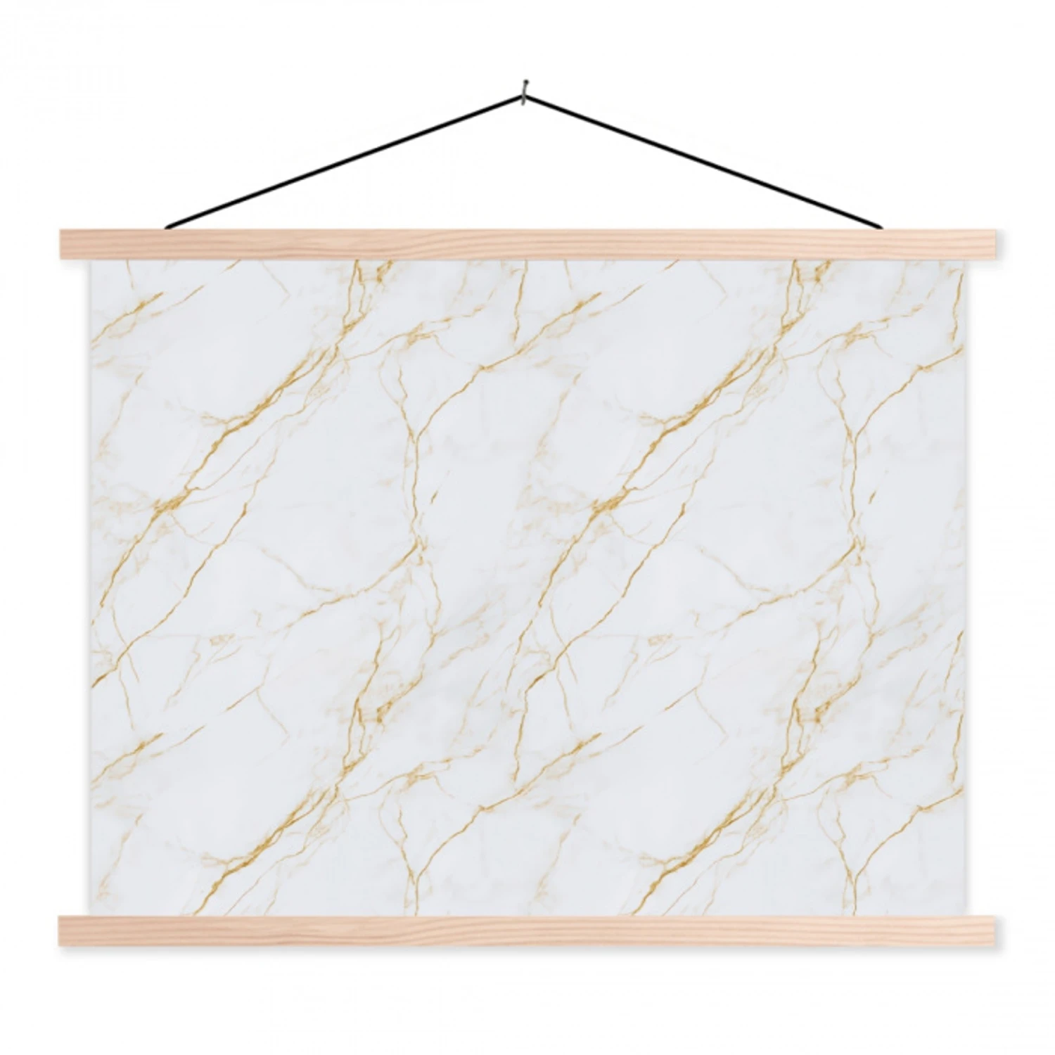 Wit - Marmer - Goud - Luxueus textielposter latten blank klein 122 -3d