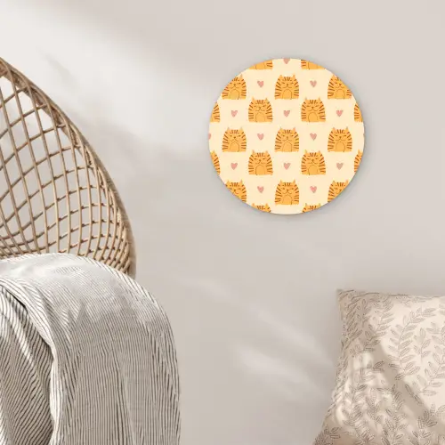 Hartjes - Katten - Strepen - Beige Wandcirkel plexiglas klein 852 -sfeer5