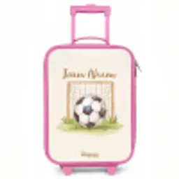 Voetbal in een goal Kinderkoffer - Roze klein -3d
