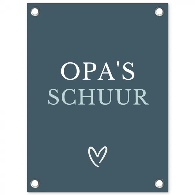 Opa's Schuur met Hart tuinposter los doek klein -3d
