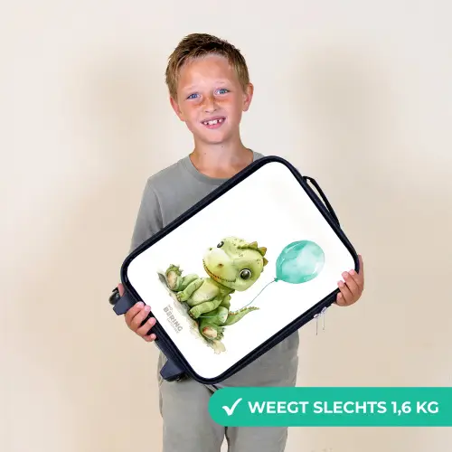 Dino met blauwe ballon Kinderkoffer - Zwart klein -sfeer4_NL