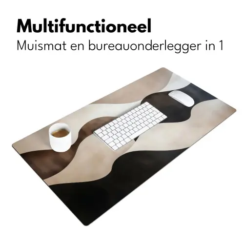 Golven - Abstract - Beige Muismat XXL klein -sfeer4