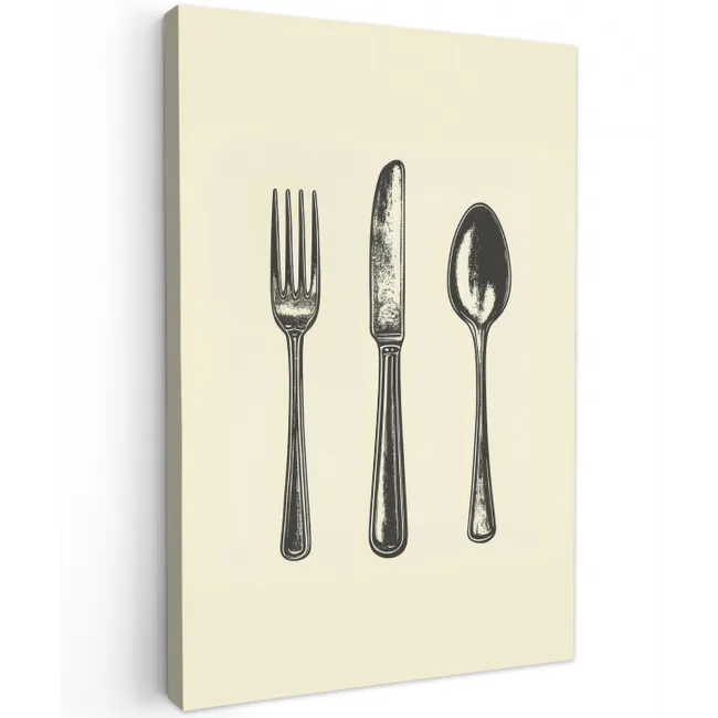 Zwart - Illustratie - Bestek Tuinposter op houten frame 2 cm dik middel -3d