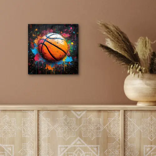 Graffiti - Basketbal - Verf - Sport aluminium wit klein -sfeer4
