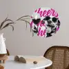 Cheers - Hond - Roze - Wijn Wandcirkel behangsticker klein -sfeer3
