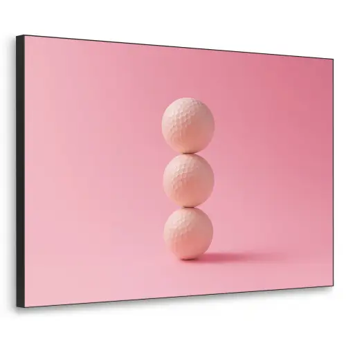 Golfballen - Roze - Drie Textielframe zwart klein -3d