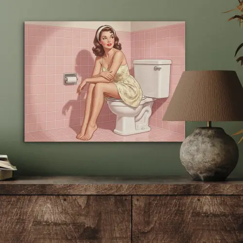 Roze - Retro - Vrouw PET vilt klein -sfeer2