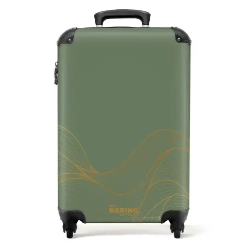 Minimal - Grijsgroen met gouden golven NBS - Handbagage koffer - Unisex middel -productfoto_recht
