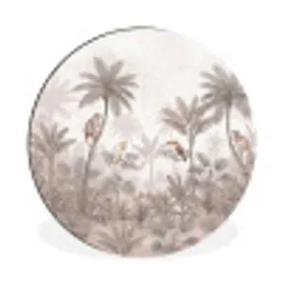 Jungle - Dieren - Palmbomen Wandcirkel aluminium klein -3d