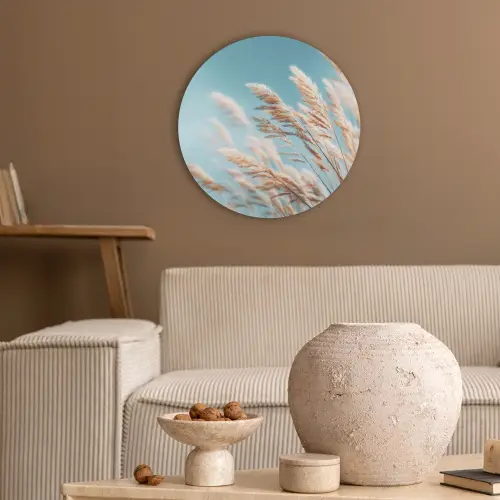 Siergras - Wind - Lichtbruin Akoestische PET Vilt - Rond klein -sfeer1