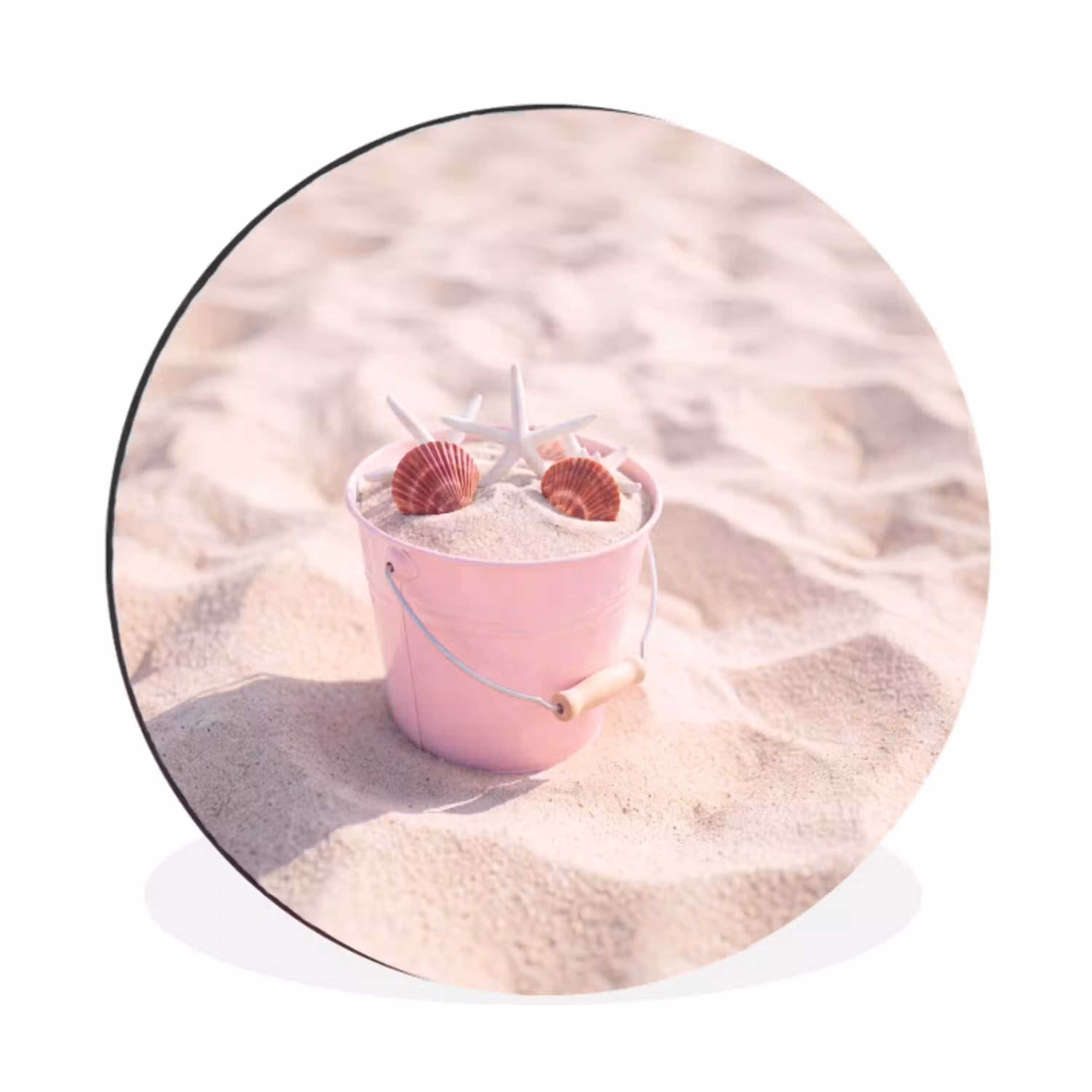 Strand - Schelpen - Zomer - Roze - Decoratie Wandcirkel aluminium klein -3d