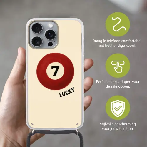 Cirkel - Zeven - Lucky - Rood Hoesje iPhone 16 Pro Max met koord klein -sfeer2_NL