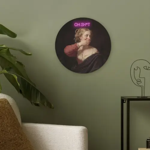 Quote - Neon - vrouw Akoestische PET Vilt - Rond klein -sfeer2