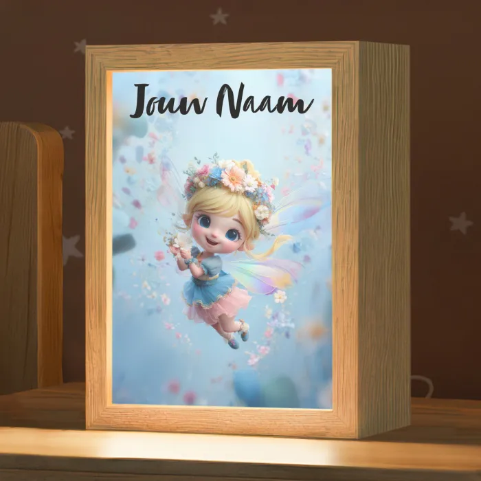 Fee - Bloemen - Sprookje - Blauw Light Box met kabel (Kinderlampje) klein -zzz_3d_website
