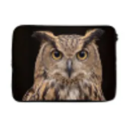Oehoe - Uil - Portret - Bruin laptophoes neopreen klein -3d