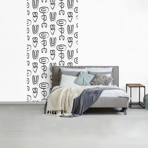 Symbolen - Zwart - Wit fotobehang vinyl groot 64 -slaapkamer