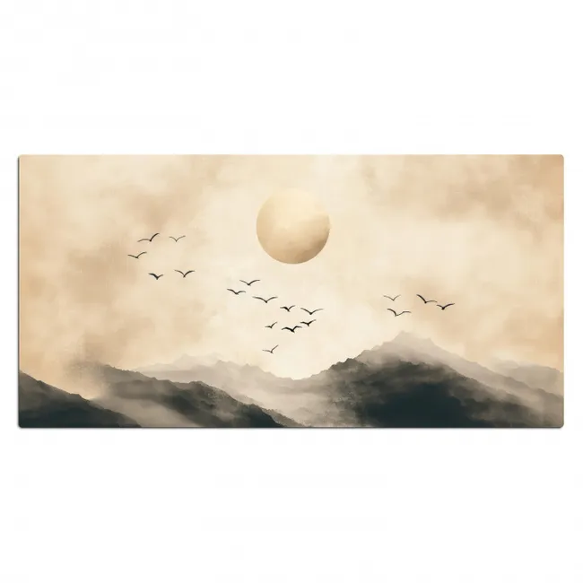 Bureau onderlegger - Landschap - Japandi - vogel