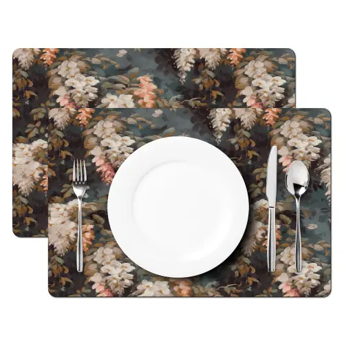 Bloemen - Bladeren - Donker - Patroon Placemat vinyl groot 368 -zzsfeer2_Kitchenyeah-website