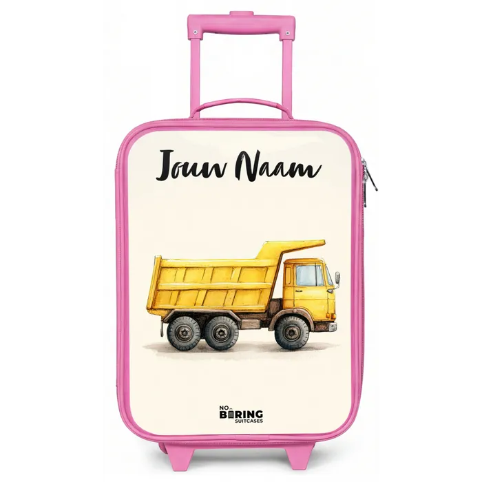 Kiepwagen - Getekend - Geel Kinderkoffer - Roze klein -zz3dotto
