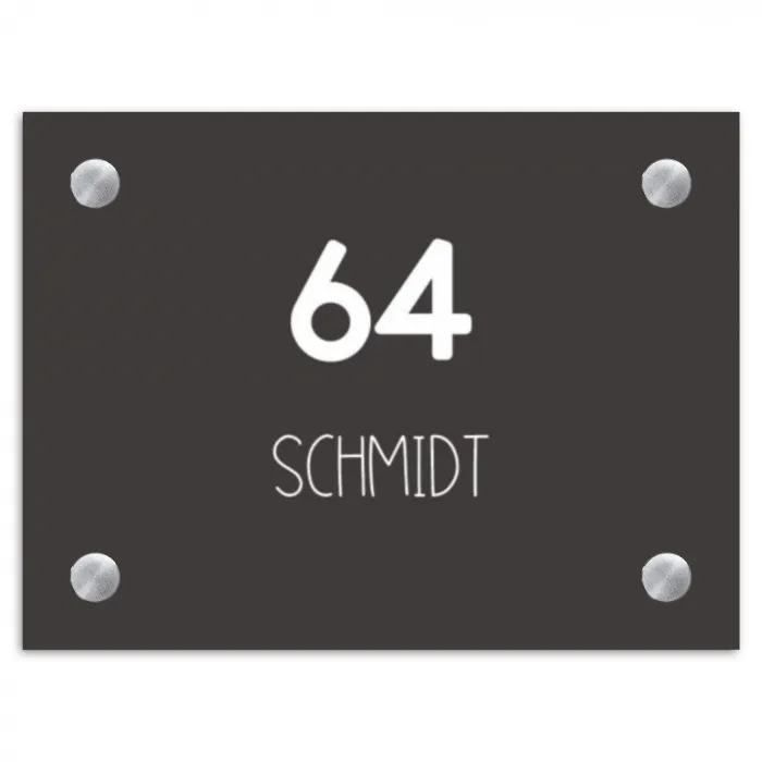 Donkergrijs - Modern Naambord Rechthoek middel -3d