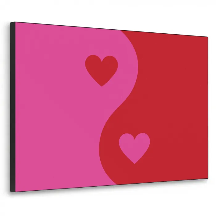 Minimalistisch - Rood - Roze - Hartjes Textielframe - compleet frame klein -3d