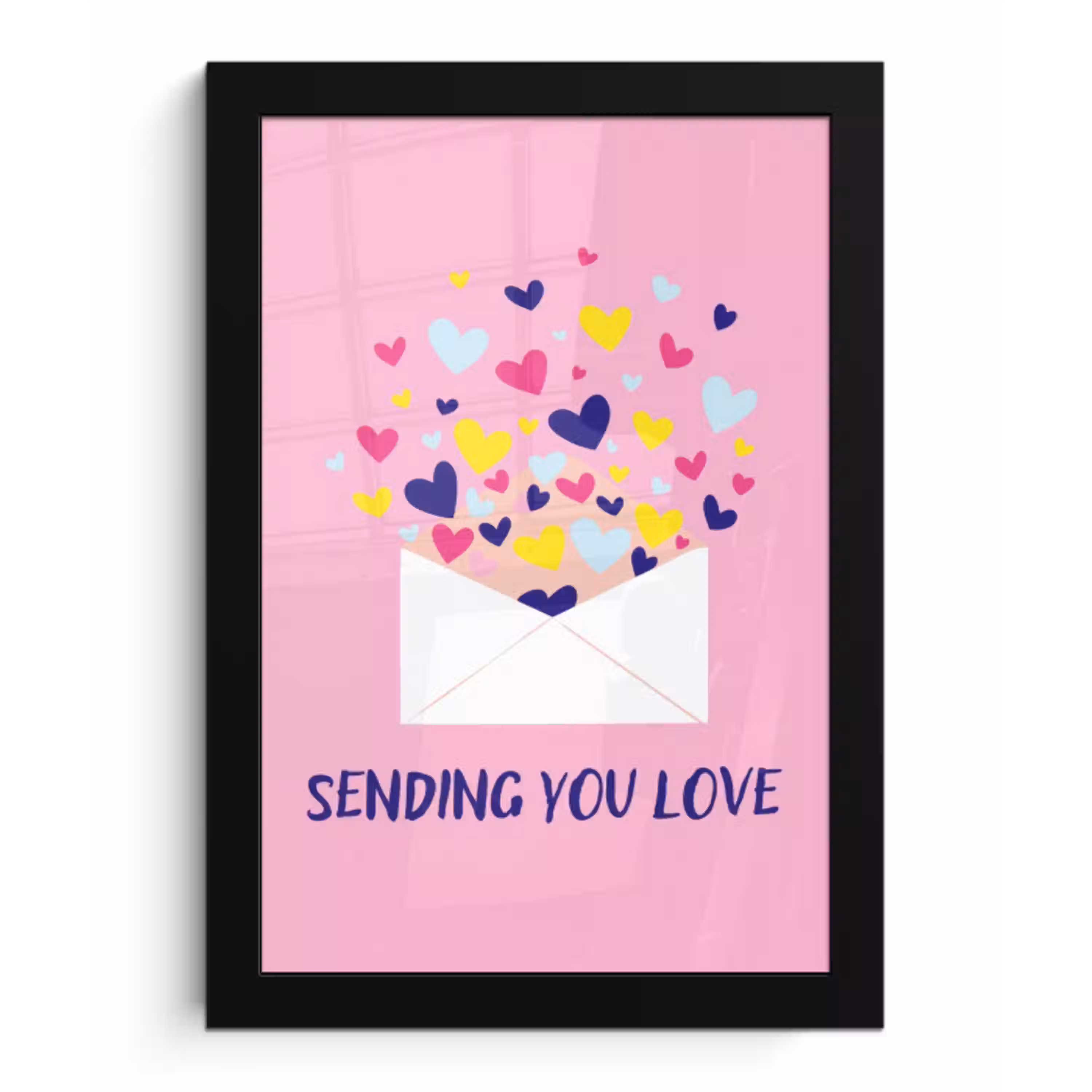 Envelop - Love - Hartjes - Valentijn fotolijst zwart zonder passe partout klein -3d