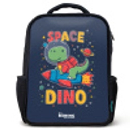 Dino - Groen - Raket - Sterren Rugzak - Zwart middel -3d