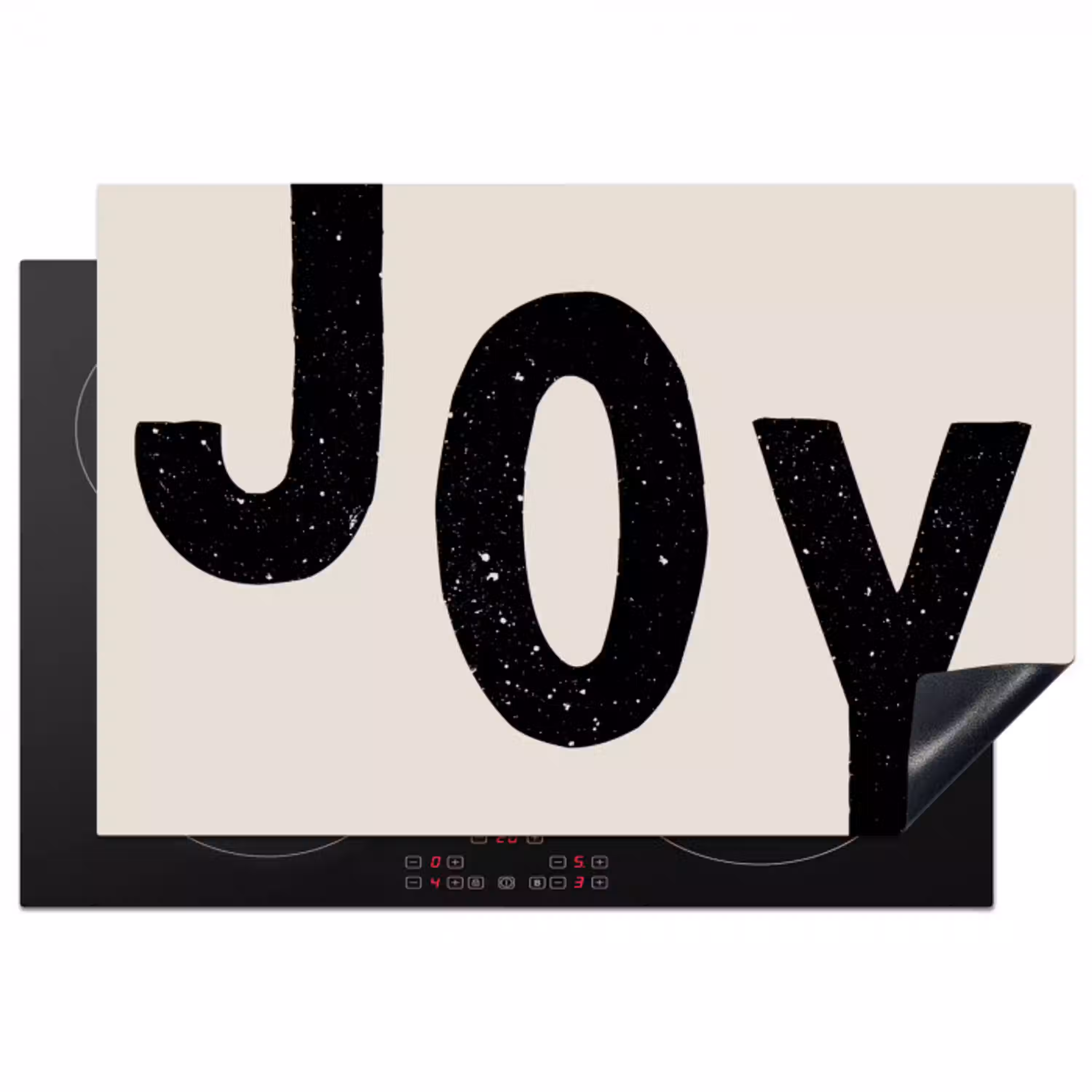 Kerst - Quote - Joy - Zwart - Feestdagen Inductie beschermer vinyl 3mm klein -3d
