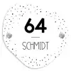 Wit met stippen - Modern Naambord Organisch middel -3d