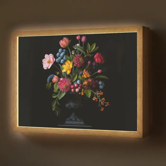 Bloemen - Vrolijk - Vaas Light Box met batterij (Wandlamp) middel -z3d_website