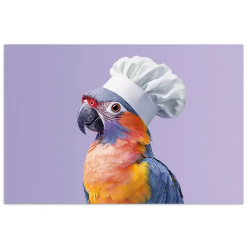 Papegaai - Koksmuts - Paars - Cute poster papier klein -3d