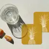 Lijnillustratie - Ananas - Bladkroon - Okergeel onderzetter kurk middel -sfeer4
