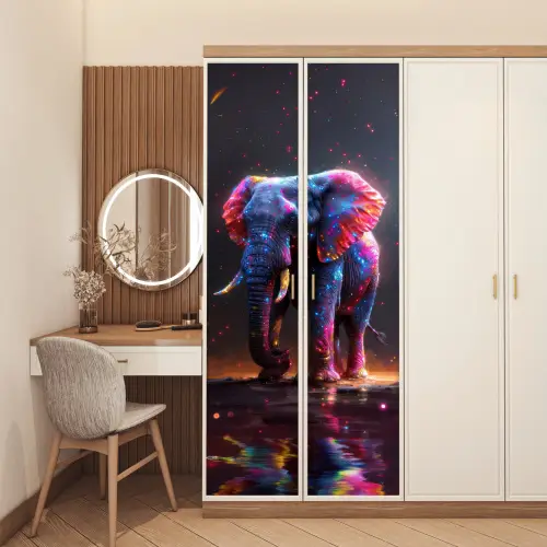 Olifant - Kleuren - Sterren - Dier deurposter klein -sfeer3