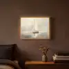 Zeilschip - Zee - Bewolkt Light Box met batterij (Wandlamp) middel -sfeer4