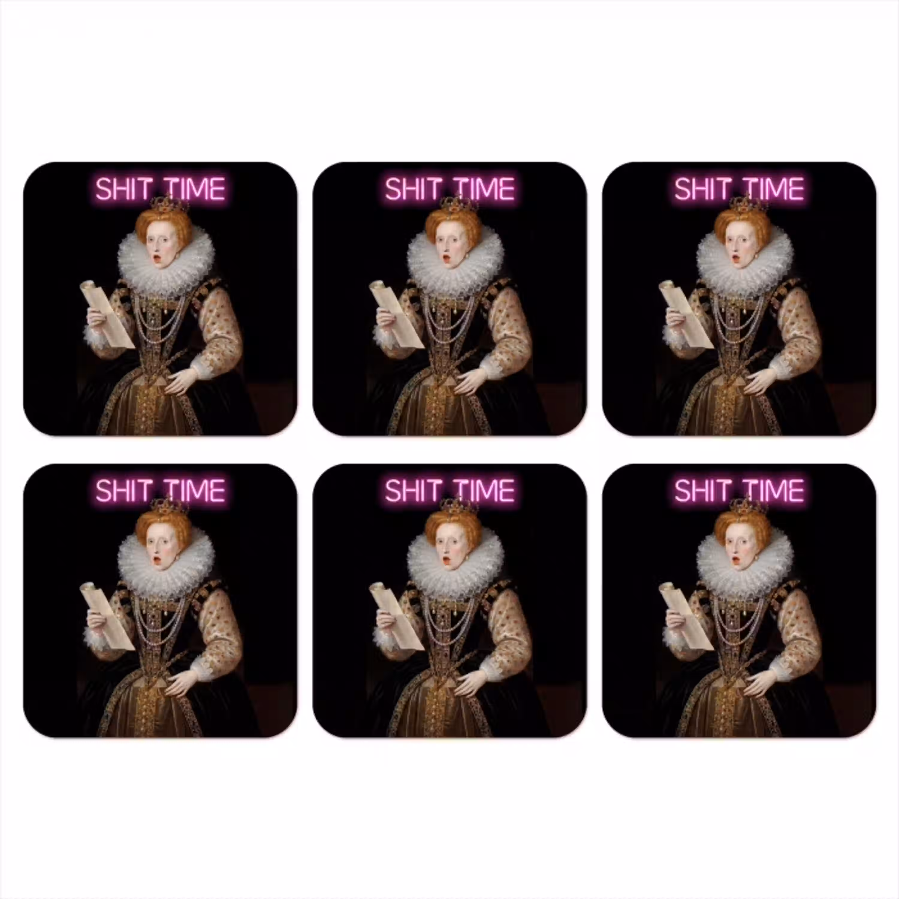 Portret - Humor - Neon onderzetter kurk middel -3d