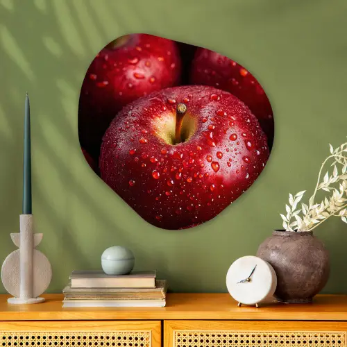 Rood - Appels - Fruit Wandcirkel Organisch Aluminium middel -sfeer2