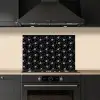 Bloemen - Patroon - Wit - Zwart keuken achterwand spatscherm klein 900 -sfeer1