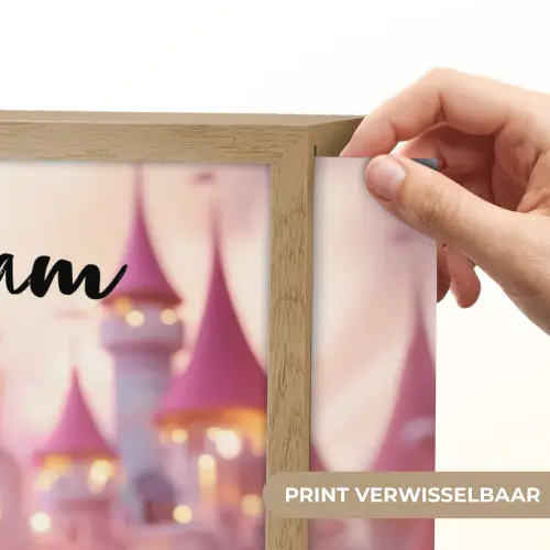 Prinses - Roze - Kasteel Light Box met batterij (Wandlamp kind) middel -USP_websiteprintNL