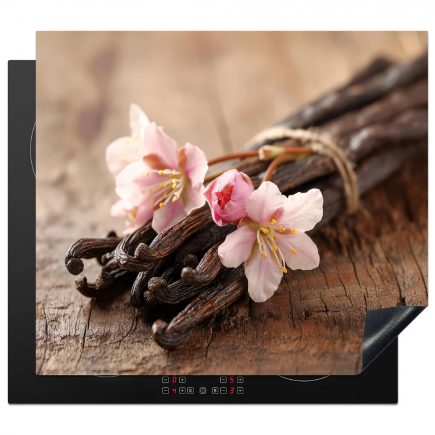 Vanille en Bloesem Inductie beschermer vinyl 3mm middel -3d