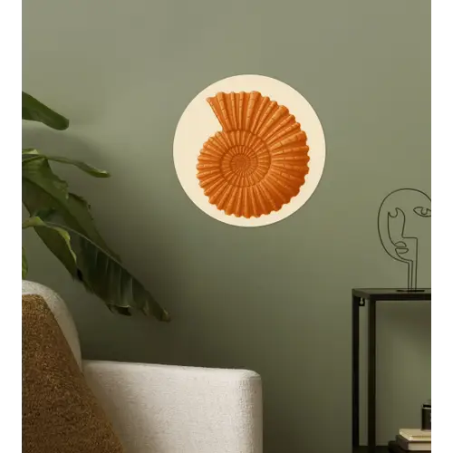 Schelp - Oranje - Ribbels Wandcirkel behangsticker klein -sfeer2