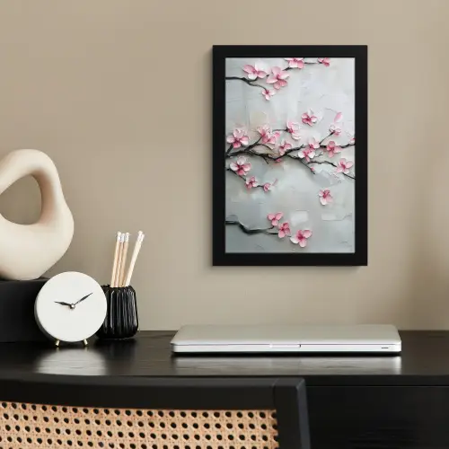 Bloesem - Kunstzinnig - Roze - Sakura fotolijst zwart zonder passe partout klein -sfeer1